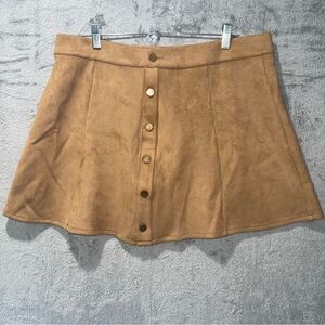 Allegra K Tan Faux Suede Button Down Skirt Size XL